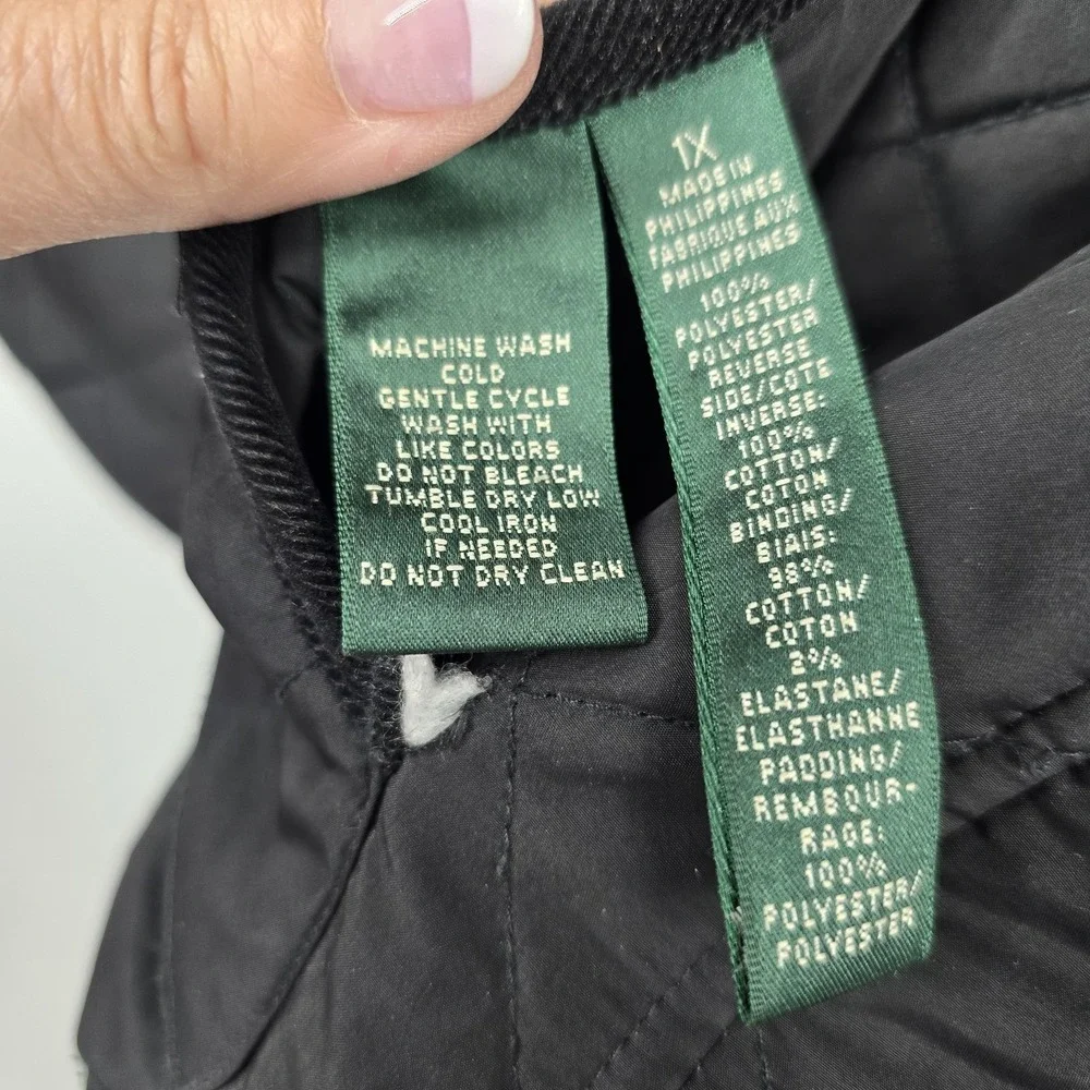 Lauren Ralph Lauren Reversible Equestrian Vest Womens 1X Black Quilted Riding